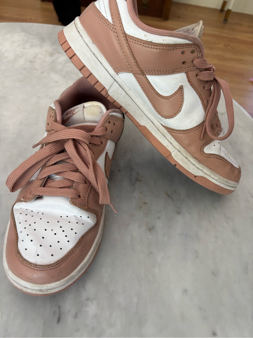 Nike Low-Top Sneakers in White and Dusty Rose